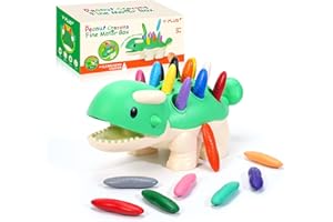 YPLUS Crayon Bebe 12 Mois – Coloriage Enfant sans Bazar avec Jeu Montessori 1 An, Parfait pour Bebe 8 Mois à 7 Ans – Crayon de Couleurs Bebe en Forme de Dinosaur