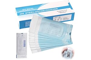 GAOUTO 200 Stück Sterilisation Tasche, Sterilisationsbeutel Einweg Selbstklebende, Autoklaven Verschluß Sterilisationsbeutel für Zahnwerkzeuge, Tattoos oder Maniküre (90 x 260 mm)