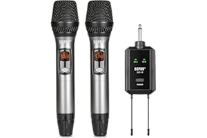 SGPRO Kabellose schnurlose Mikrofone mit wiederaufladbarem Empfänger, AA-batteriebetriebenes schnurloses Mikrofon-Set mit Lautsprechern und Mischpult als tragbares Sing- und Sprechmikrofon