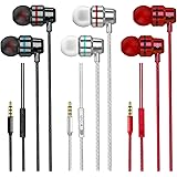 3 Pacco Cuffie In Ear con Filo, Auricolari con Filo e Microfono/Controllo del, Isolamento del Rumore, Alta Qualità del Suono 