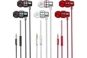 YATLOML 3 Pack Auriculares con Cable, Cascos con Cable y Micrófono, Control de Volumen, Aislamiento de Ruido, Auriculares para Samsung, Tabletas, MP3 y Todos los Dispositivos de Auriculare Jack 3.5mm