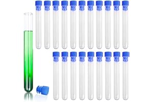 HENTEK 20 Pezzi Provette di plastica Trasparente Mini con tappo blu, 7ml, 10x13mm Buona Tenuta per esperimento liquido, gioielli, perle di semi, campioni e spezie in polvere