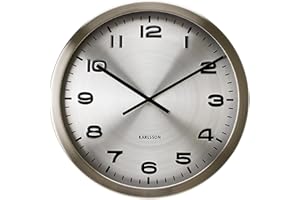 Karlsson Zegar ścienny Maxie stal aluminium polerowane, metal, srebrny, 50 x 50 x 6 cm