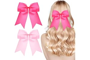 Amabro 2 Stück Schleife Haarspange, 8 Zoll große Satin Haarschleife Haarspangen niedliche lange Schwanz Haarnadel große Schleife Bänder Klaue Französischer Pferdeschwanzhalter Haarschmuck