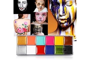 LV. LIFE Peinture pour le visage, 2 types IMAGIC 12 couleurs Body Flash Tattoo Peinture à l'huile Pigment Maquillage Outil Déguisement Artiste Palette pour Halloween Noël Maquillage Parties Cosplay(#2)
