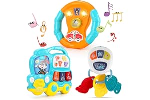HANTEHON Baby Toys 6-12 Months Baby Train Crawling Toys Montessori Toys with Light Music Birthday Toys for 1 2 Years Old Boys Girls