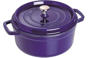 STAUB Cocotte en Fonte Émaillée avec Couvercle, Tous feux dont induction, 4 personnes, Ronde, 24 cm, 3,80 L, 5 kg, Bleu Intense