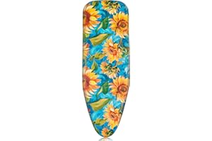 POTTWAL Nowy pokrowiec na deskę do prasowania premium do szybkiego i łatwego prasowania, odpowiedni do żelazka parowego, słonecznika, klamry sprężynowej, 38-45 cm x 120-125 cm (rozmiar XL)