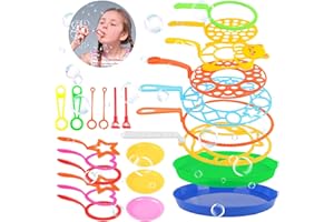 PLAPOT Kit Bolle di Sapone Bacchette,24 PCS Bacchetta a Bolle Impostato,Bolla Gigante per Bambini,Bacchette per Bolle in plastica Multicolore,Feste Giardino All'aperto Giocattoli,Niente acqua saponata