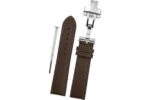DBLACK ''KYROS'' Leather Watch Strap with Butterfly Lock, Minimalist and Bamboo Design Pattern Watch Belt // For 18mm, 20mm, 22mm, or 24mm Watch Band (Choose Your Size & Color)