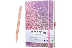 ZTUOK Carnet A5 ligné au laser à paillettes avec stylo, carnet de notes A5 pour filles et femmes, joli journal intime avec couverture rigide en forme de cœur pour le travail, l'école, la prise de