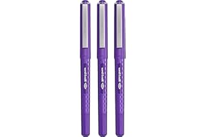 UNI-BALL Uni Ball Eye Designer UB-157D Lot de 3 stylos rollers violets, pointe fine 0,7 mm, largeur de trait 0,5 mm, série design, séchage rapide, encre pigmentée