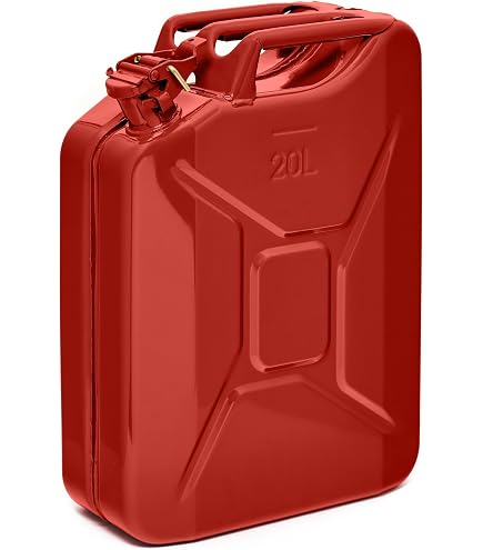 Schwerlast Kanister Metall 10 Liter Metall Kanister Rot - Benzin & Diesel Behälter Mit Sicherem Verschluss Sicherheitskanister Rot