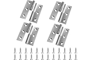 Anstore 4 cerniere rimovibili, 64 x 45 x 2 mm, con 24 viti da 16 x 4 mm, cerniere in acciaio inox, cerniere per porta rimovibili, pieghevoli per finestre e armadi (2 sinistra + 2 destra)
