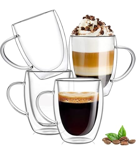 6 Tasses à Café En Verre à Double Paroi De 350 Ml Pour Cappuccino, Latte, Macchiato