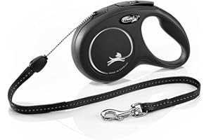 FLEXI New Classic Laisse avec Cordon pour Chien Noir 8 m Taille S