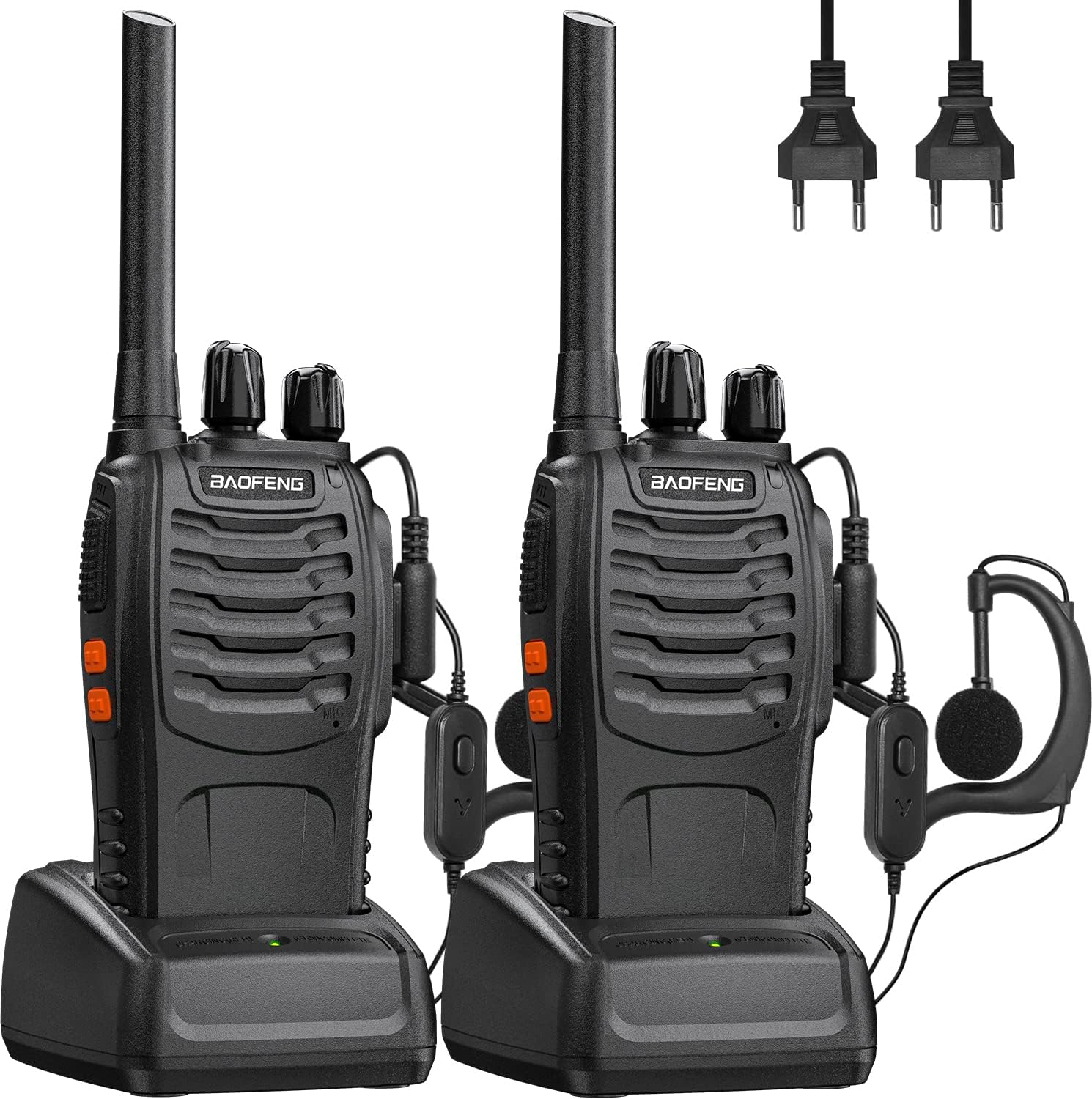 Baofeng Walkie Talkie,Walkis Profecionales,PMR446 Radiocomunicación 16 Canales 2 Piezas Walky Talky Set Recargable Larga Distancia Receptores con Auriculares y Luz LED para Actividades al Aire Libre