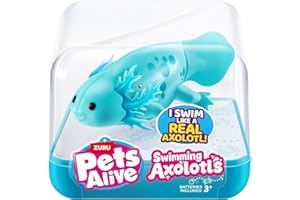 BARGAINSMANIA Pets Alive Swimming Axolotl - Verde azulado - Sumérgete en un mundo encantador de diversión submarina con mascotas vivas nadando ajolotes. - Incluye: 1 x Axolotl, 1 x guía de coleccionista