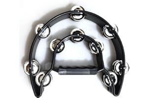 Bealuffe Tamburello Doppia Fila Tamburello Strumento Musicale, Percussioni a Mano Tambourine per KTV o Partito