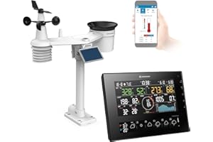 Bresser 11 giorni 4Cast CV WLAN stazione meteo 7 in 1 solare, previsioni meteo dettagliate, app ProWeatherLive, temperatura interna ed esterna, nero