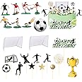 10-teiliges Fußball Torten-Deko Set - Spieler Figuren & Tore Für Geburtstagstorten