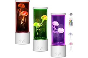 AONESY Lampara de Lave Medusa Led Usb, 17 Colores Medusa Luz del Estado de ánimo, Decoración de la Habitación de la Oficina en Casa Medusas Luz de Noche para Niños Amigos Regalos de Cumpleaños, Blanco