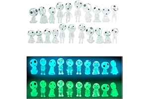 Yotlein 20 Elfos de Árboles Luminosos, Princesa Mononok, Mononoke Kodama, Mini Decoración de Jardín, Elfos Figuras de árboles, para Micro Paisaje Patio al Aire Libre Patio(Azul e Verde)