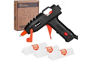 DEKOPRO Pistola Colla a Caldo: 20W Pistola Colla Calda con 30 Colla Stick, per Fai da Te, Arte, Scuola, Imballaggi, Riparazioni su Legno, Tessuto, Plastica e altro Ancora- Nero-Arancione