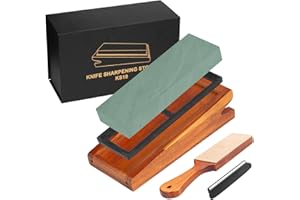 RAZIOL Piedra de afilar cuchillos natural, grano 3000, piedra de afilar japonesa, kit de afilado de cuchillos sin pegamento y sin moho, piedra de afilar con guía angular