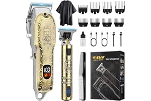HIENA PRO Tagliacapelli Uomo Professionale, Macchinetta per Capelli Senza Fili, Regolabarba Uomo, Kit per Rasatura e Taglio di Capelli Elettrico, Display a LED, Ricaricabile Tramite USB