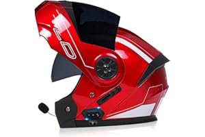 SDPPTYXC Modulable Casque Bluetooth Moto,ECE Homologué Homme Femme Flip-Up IntéGré Casque avec Double Visière Casque Moto Intégral Casque Scooter Moto Anti-BuéE Double Miroir Anti-Collision Casque