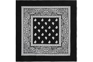 iLamvie Bandana Damen Herren,Kopftuch Halstuch Männer,Premium-Qualität Für Damen Herren Halstuch Kopftuch Original Paisley Muster Headwear Haar Schal,Schwarz (55 X 55 Cm)