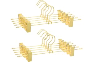 SONGMICS Metallhängare, set med 10, byxhållare, längd 31 cm, 2 halkskydd, för kjolar, underkläder, utrymmesbesparande, rostfr