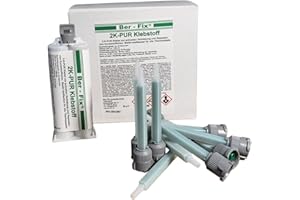 Ber-Fix Réparation de pare-chocs 2 K PUR 60 secondes. Colle plastique noire 2 K Colle plastique réparation plastique 50 g Cartouche 1:1 + 10 pointes