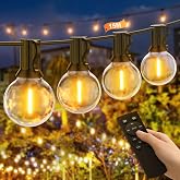 Outdoor String Lights 15 m, Dimmable LED Outdoor Garden Lights with Remote Control, Waterproof Outdoor String Light with 25 +