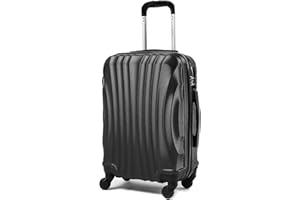 R.Leone Ryanair 55x40x20cm Valigia Trolley Bagaglio a mano Rigido Ultraleggero in ABS 4 Ruote smontabile Rimovibili Autonome 20373N (Valigia 55X40X20cm, Nero)