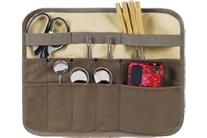 Mumusuki Camping Utensil Bag, Portable Multi Pocket Utensil Storage Holder Brush Roll Bag Travel Tool Roll Pouch for Camping Barbecue Flatware Hiking