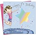 Twizler 7th Birthday Card for Girls - Trampoline - Age 7 Year Old - Childrens Happy Birthday Card for Kids