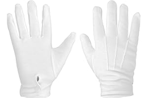 YQQYG 2 Paar Handschuhe, Weiß Cotton Gloves, Baumwollhandschuhe Uniformhandschuhe mit Druckknopfmanschette für Hochzeitsdiener, Formelle Wache, Polizei, Formeller Smoking, Schmuckinspektion