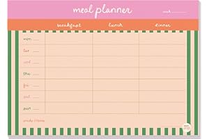 A4 Meal Planner Pad - Cabana Stripe Design, 52 Tear-away Pages - Meal Planning - Breakfast, Lunch and Dinner - 100% Recycled and Recyclable Paper - UK Made - Good Tuesday