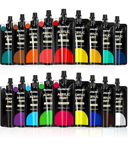 Lot De 12 Pinceaux Peinture Crafts 4 ALL - Pour Acrylique, Huile, Aquarelle - Poils Nylon - Qualité Pro