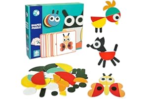 GOUJFOL Holzpuzzle für Kleinkinder von 1-3 Jahren,Montessori-Spielzeug für Kinder ab 2 Jahren (Tier)