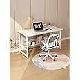 LEPTIS MAGNA Desk, Computer Desk for Student and Work, Computer Desk with Shelf, Modern Computer Table, Stylish Home Office Desk with Self for Bedrooms, Office, Gaming