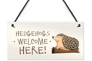 RED OCEAN Cartello da giardino con scritta "Hedgehog Welcome Here e placche per esterni