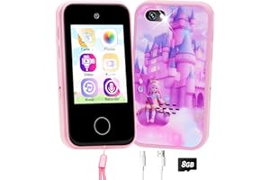 ZILYNHOM Smart Phone Toy for Kids Age 3-8, Xmas Birthday Gift for Girl & Boy 4 5 6 7 9 Years Old, Toddler Pretend Play Cell Phone with Camera, MP3 Music Player, Alarm, Puzzle Games, Flashlight, 8GB SD Card