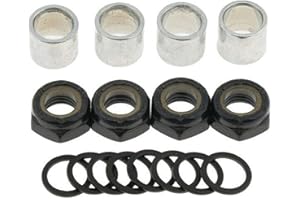 QOTSTEOS Rondelle d'espacement en métal, kit de réparation d'écrous pour skateboard, entretoises de roulement et rondelles de camion, anneaux de vitesse, accessoires de longboard