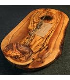 What The Art! Olivenholz Schneidebrett 'Little Rustic' Mit Dip-Schälchen - Ca. 35x20 Cm, Unikat