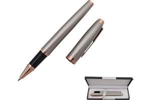 Accod Kugelschreiber für Studenten, Gelschreiber, Metallgehäuse, formschöner Kugelschreiber, Geschenk für Studenten, Familie und Freunde, 0,5 mm silber