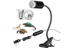 Eyeleaf Tortoise Heat Lamp,25W/75W UVA+UVB,2 Bulb Reptile Heat Lamp with Brightness/Heat Control,Flexible HolderTortoise Light for Snake Lizards Terrarium Amphibian