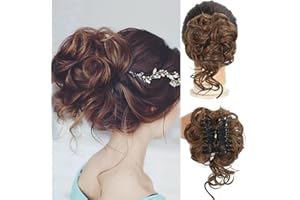 SDZNYQT Claw Messy Bun Clip Wavy Curly Chignon Clip in Hairpieces Tousled Updo Doughnut Hair Bun Synthetic Ponytail for Women Girls